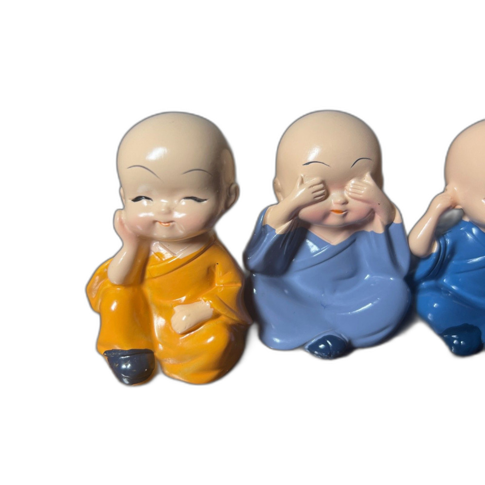 Set of 4 Monk Figurines - See No Evil, Hear No Evil, Speak No Evil, Do No Evil - Picture 3 of 9